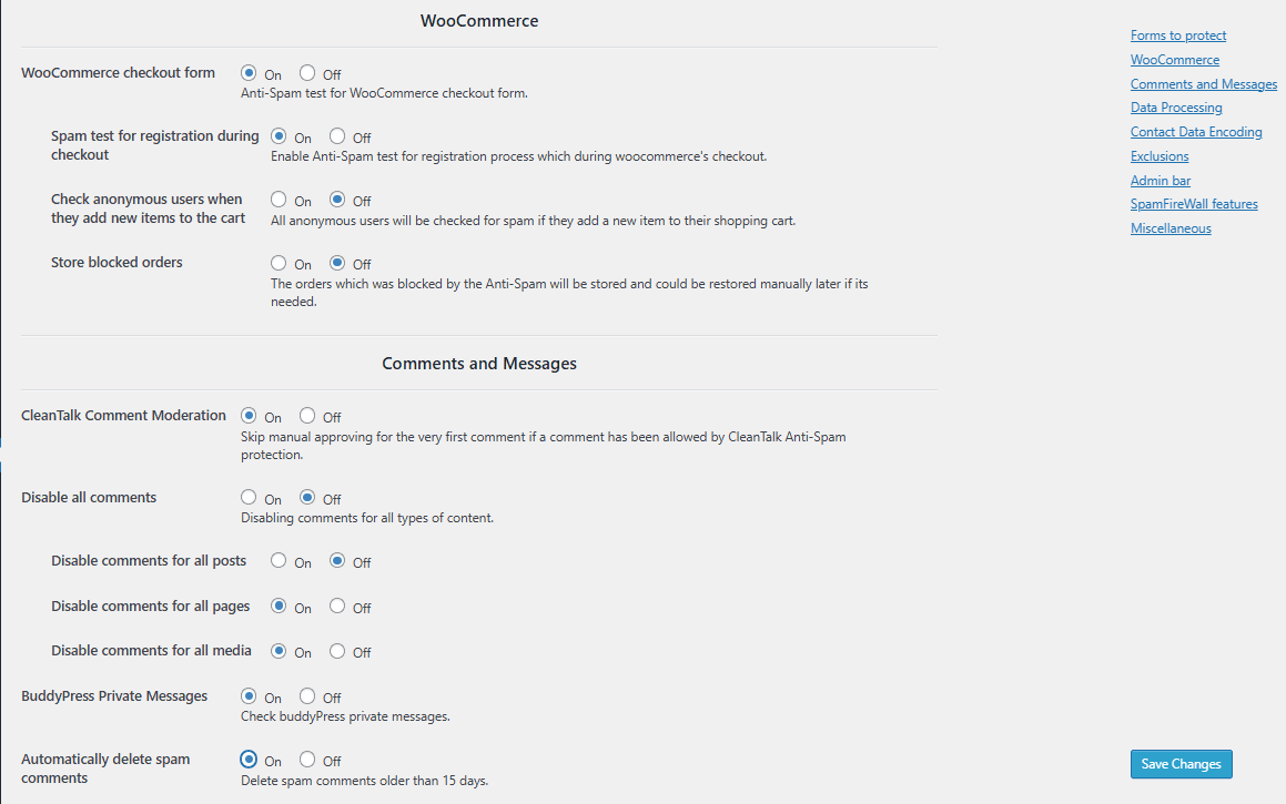 Cleantalk WooCommerce Settings
