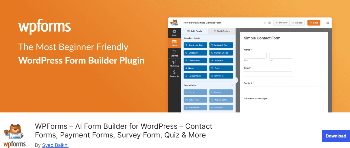 WPForms Appointment WordPress Plugin