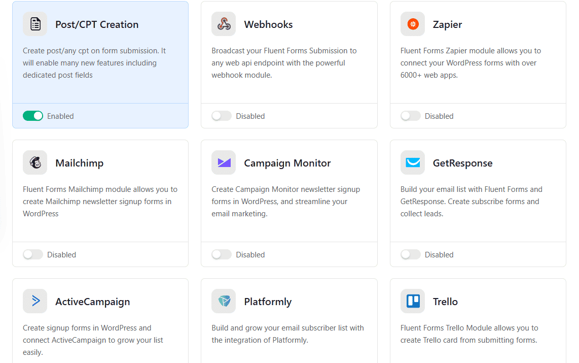 Fluent Forms Integrations