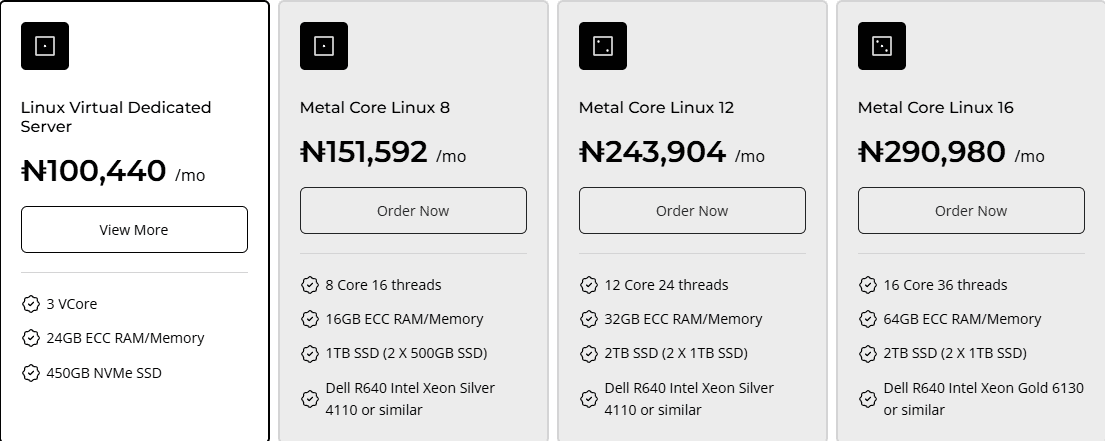 HostAfrica Dedicated Server Pricing