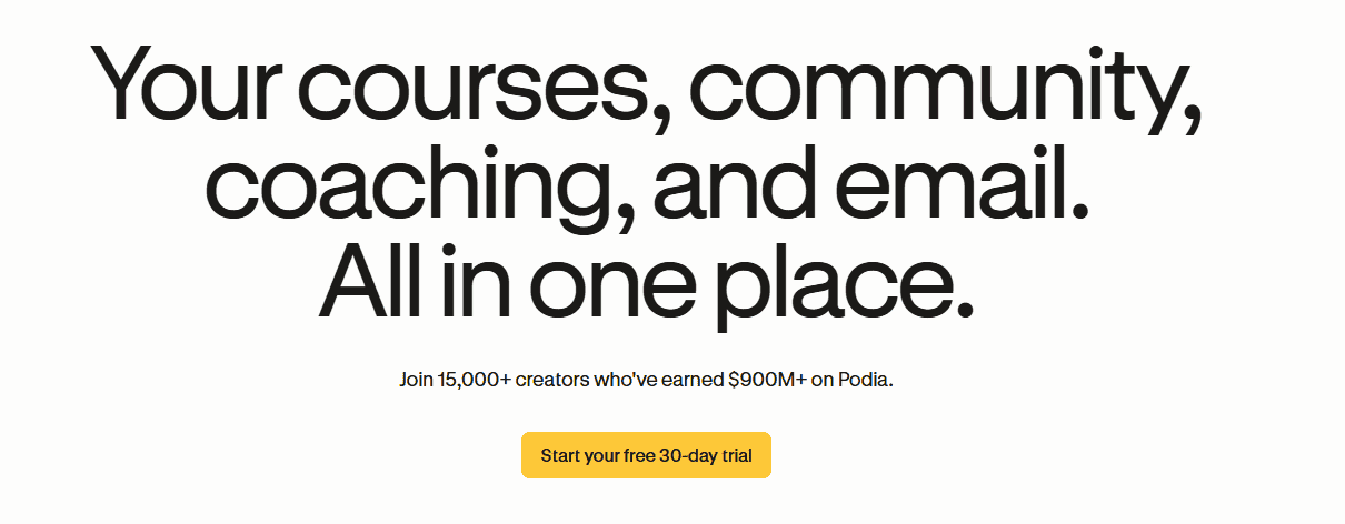 Podia Homepage