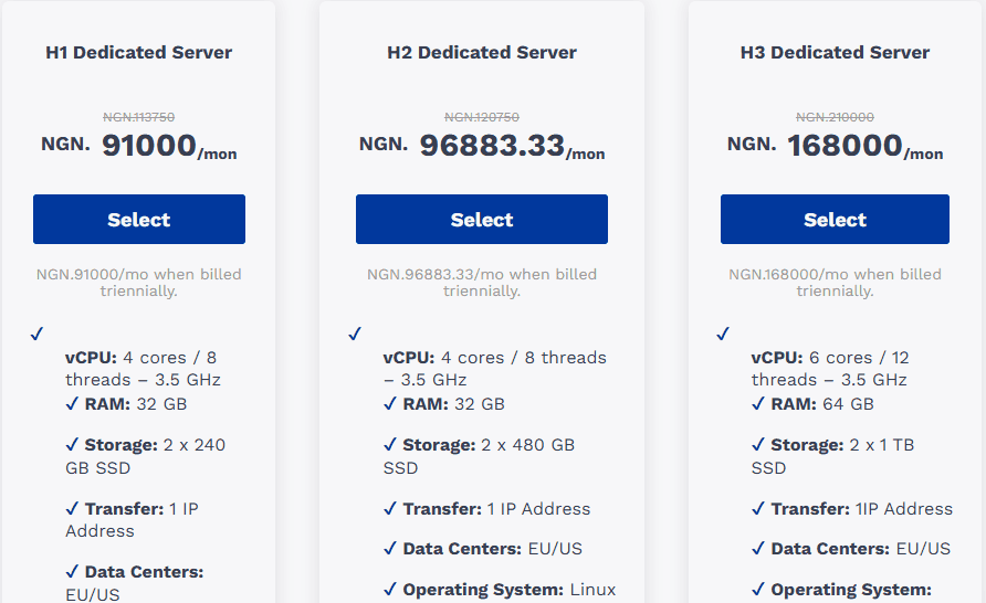 Truehost Dedicated Server Price