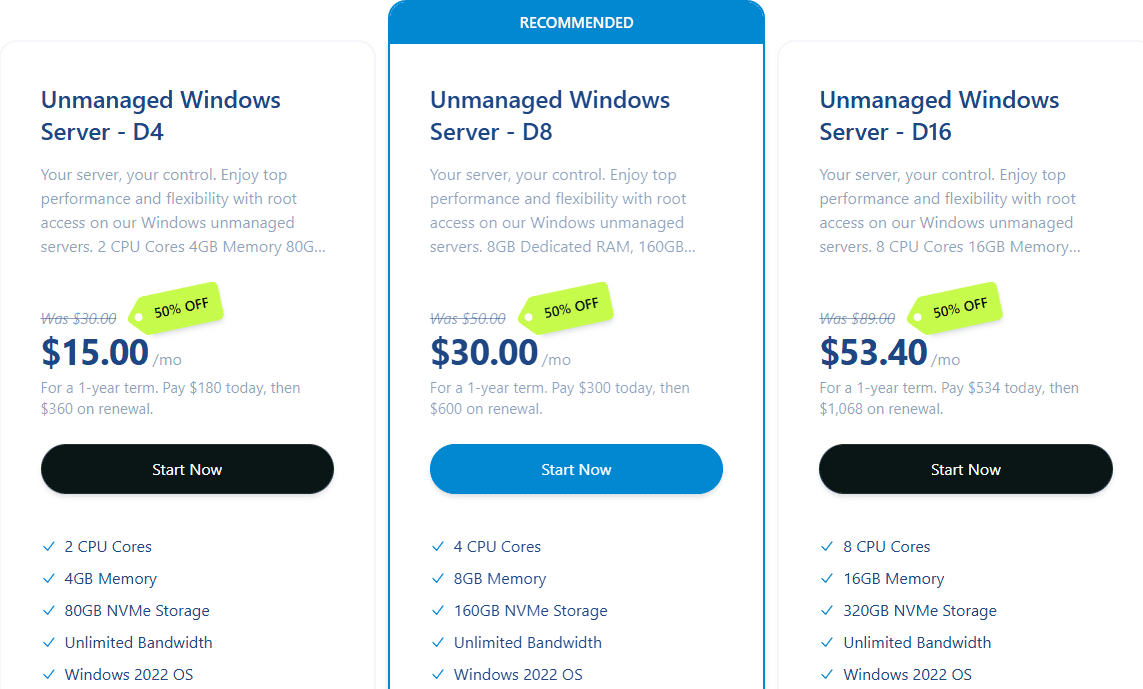 Verpex Windows VPS Pricing