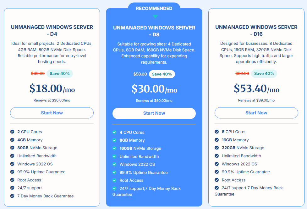 Verpex Windows VPS Prcing