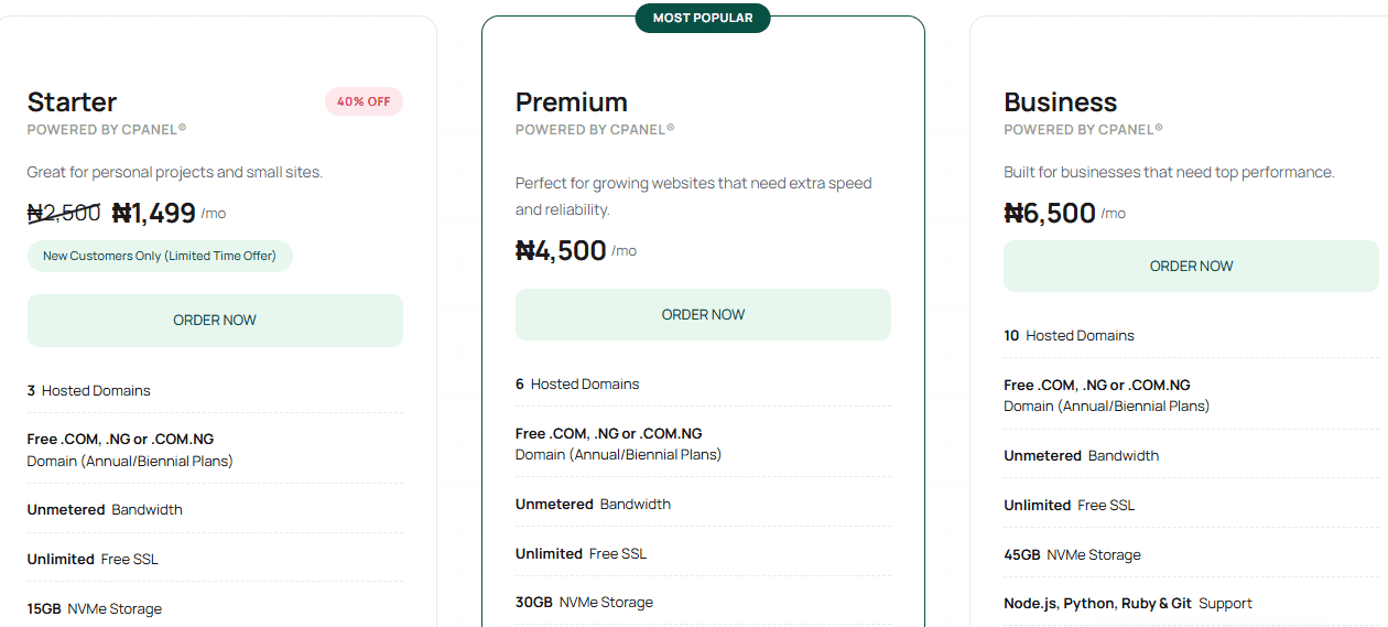 MokoHost Shared Hosting Pricing