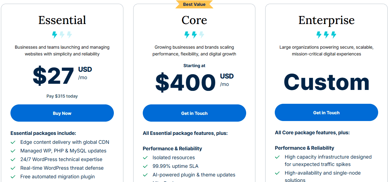 WP Engine WordPress Hosting Pricing