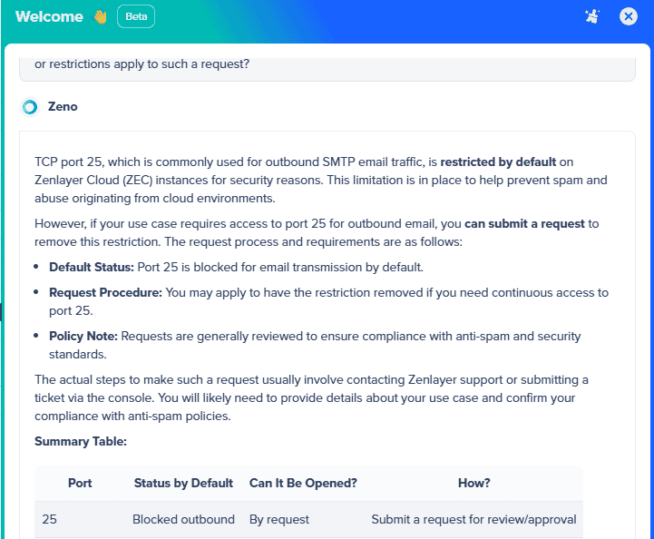 Zenlayer Zeno AI Response