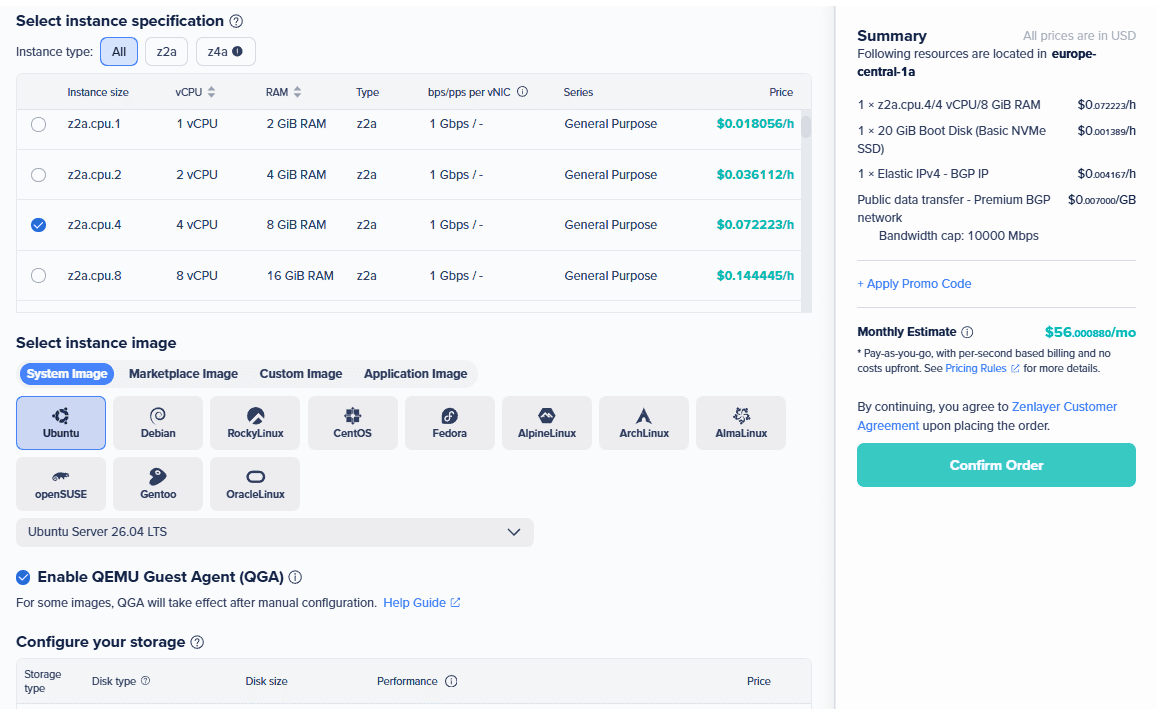 Zenlayor server provisioning